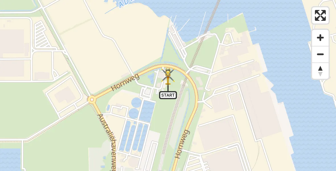 Vluchtroute Traumahelikopter van Amsterdam Heliport naar Amsterdam Heliport