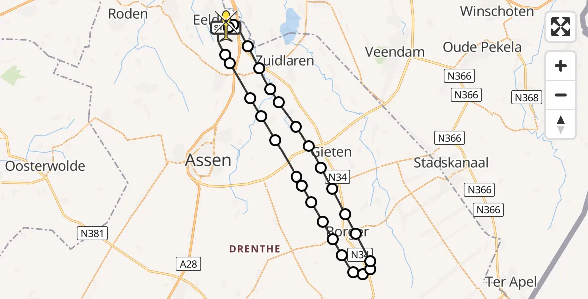 Routekaart van de vlucht: Lifeliner 4 naar Groningen Airport Eelde, Moespot