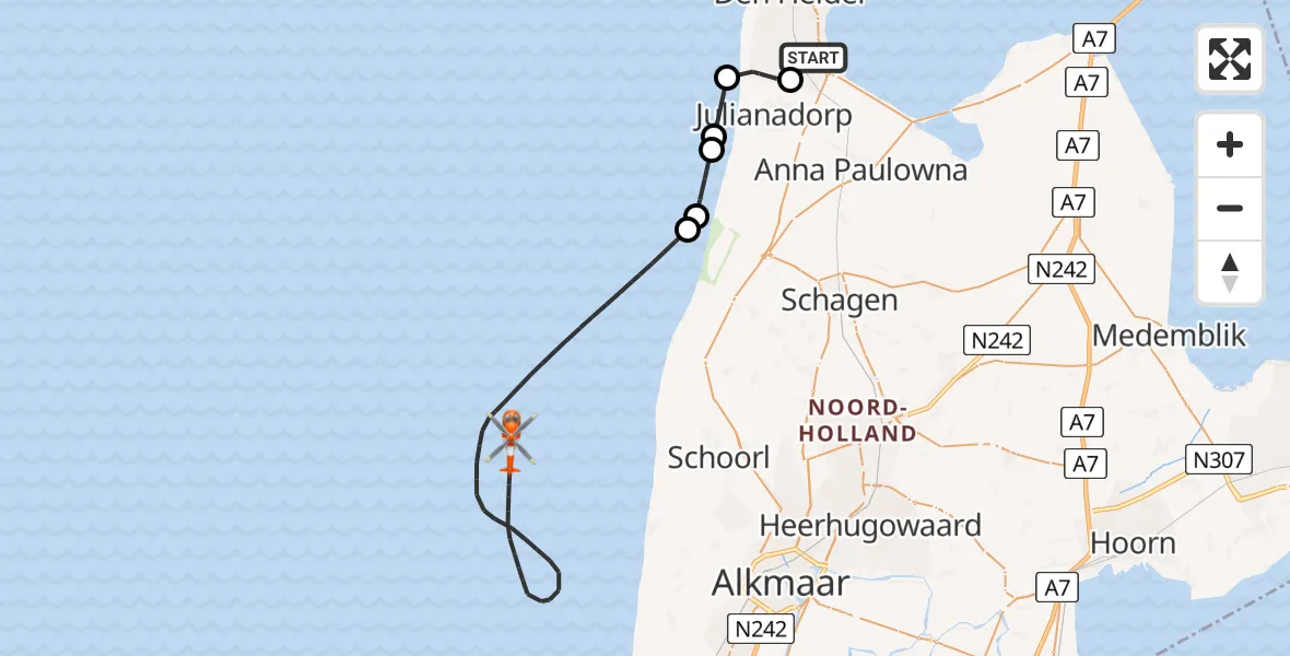 Vluchtroute Kustwachthelikopter Vliegveld De Kooy - , 28 november 2024, 15:37