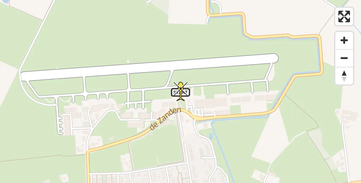 Routekaart van de vlucht: Politiehelikopter naar Vliegveld Teuge, de Zanden