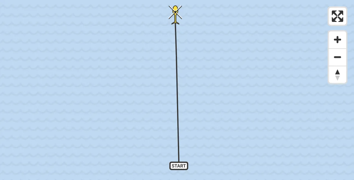Routekaart van de vlucht: Kustwachthelikopter naar 