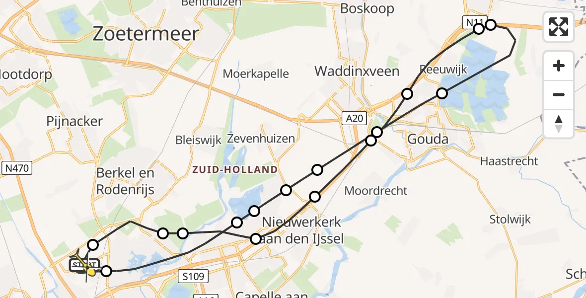 Routekaart van de vlucht: Lifeliner 2 naar Rotterdam The Hague Airport, Ypenburgstraat