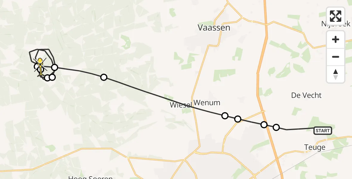 Routekaart van de vlucht: Politieheli naar Elspeet, Ganzevlesweg