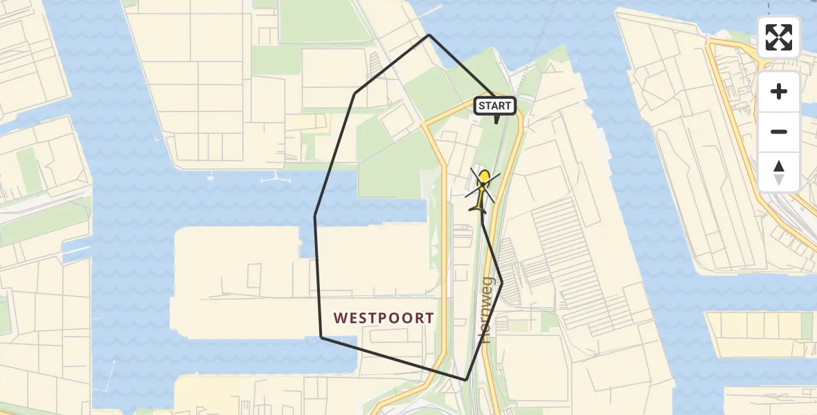 Routekaart van de vlucht: Lifeliner 1 naar Amsterdam Heliport, Australiëhaven