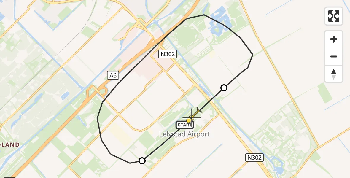 Routekaart van de vlucht: Politieheli naar Lelystad Airport, Talingweg