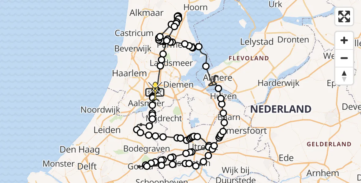 Routekaart van de vlucht: Politieheli naar Schiphol, Westerkimweg