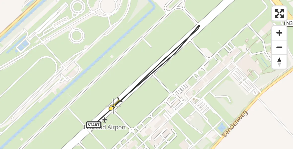 Routekaart van de vlucht: Politiehelikopter naar Lelystad Airport, Emoeweg