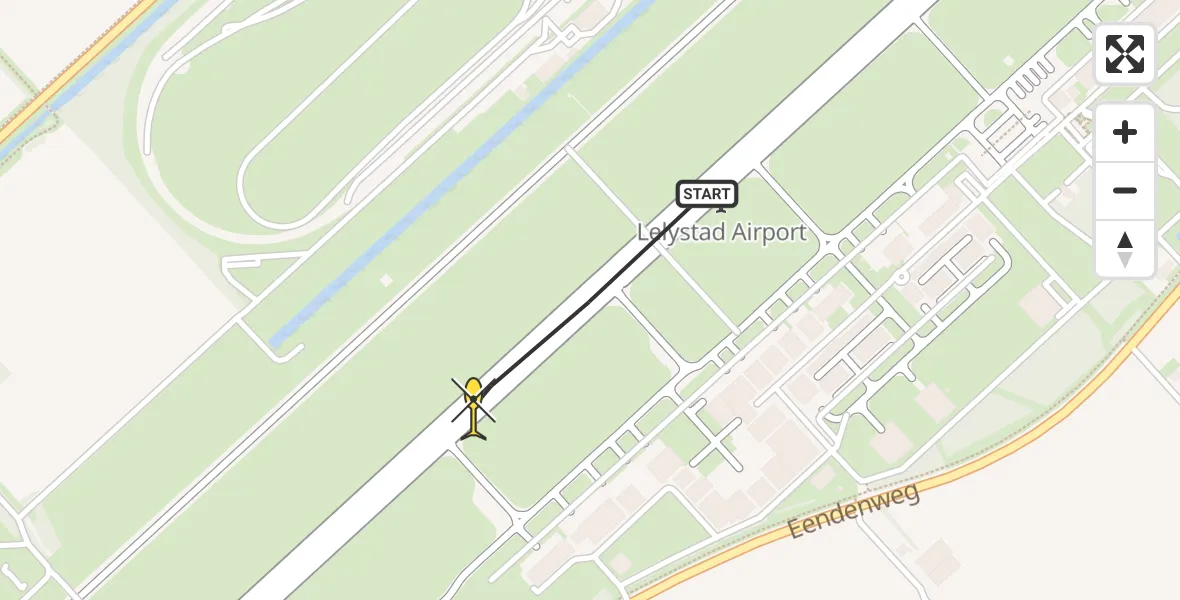 Routekaart van de vlucht: Politieheli naar Lelystad Airport, Flamingoweg