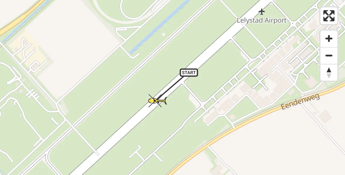 Routekaart van de vlucht: Politieheli naar Lelystad Airport, Flamingoweg
