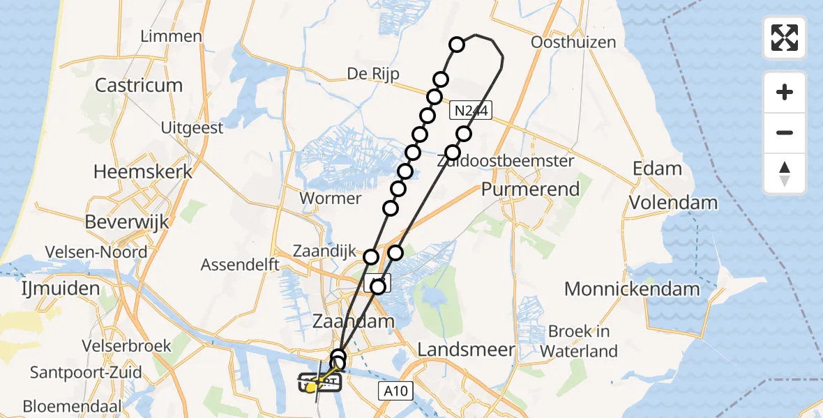 Routekaart van de vlucht: Lifeliner 1 naar Amsterdam Heliport, Havenstraat