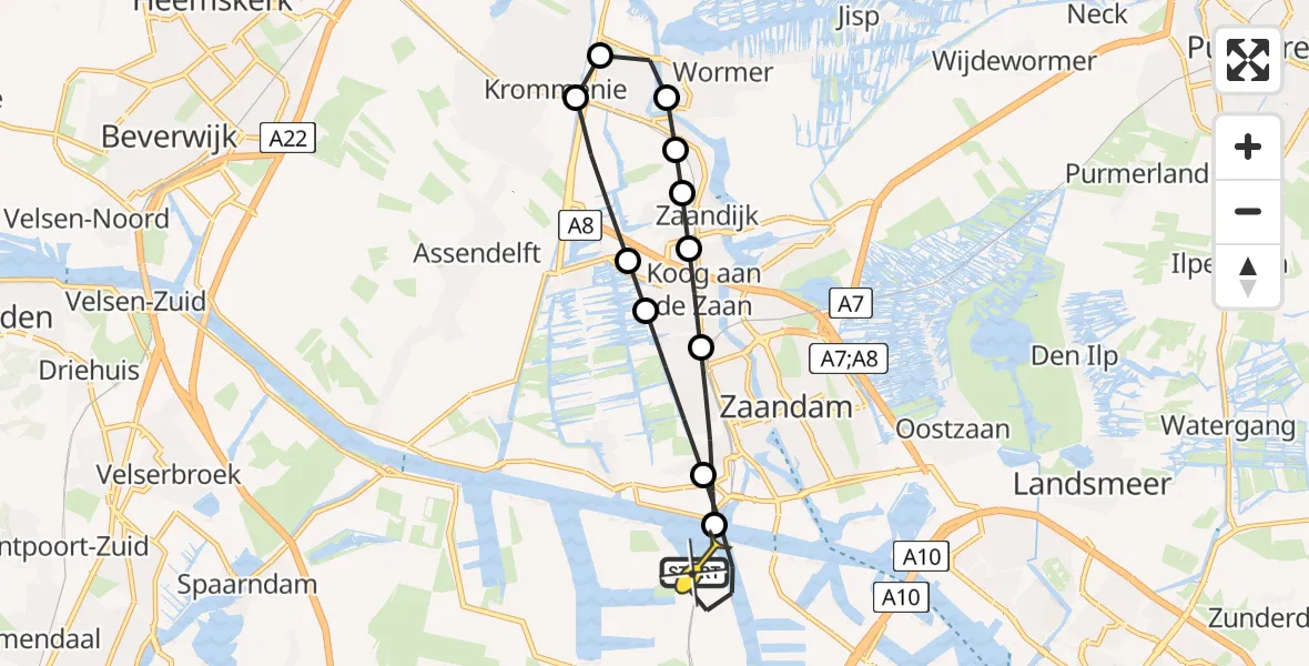 Routekaart van de vlucht: Lifeliner 1 naar Amsterdam Heliport, Lipariweg