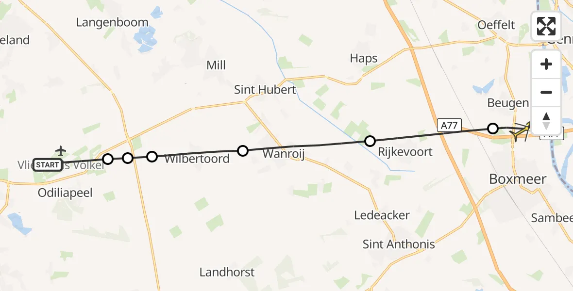 Routekaart van de vlucht: Lifeliner 3 naar Beugen, Zeelandsedijk