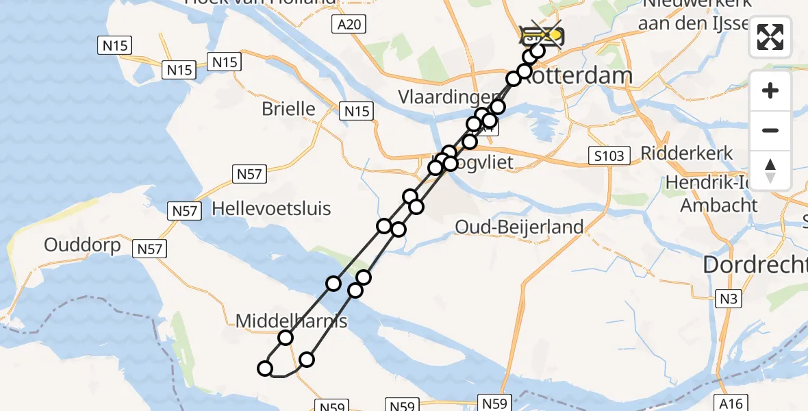 Routekaart van de vlucht: Lifeliner 2 naar Rotterdam The Hague Airport, Neel Gijsenstraat