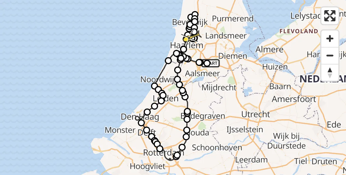 Routekaart van de vlucht: Politieheli naar Velserbroek, Ceintuurbaan