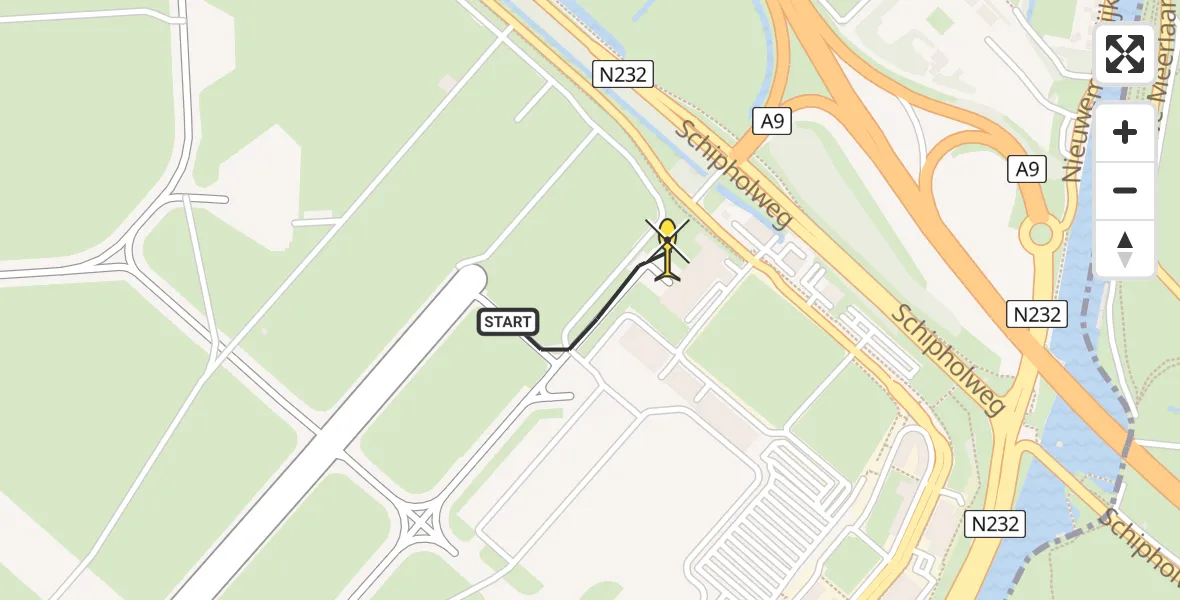 Vluchtroute Politiehelikopter van Schiphol naar Schiphol