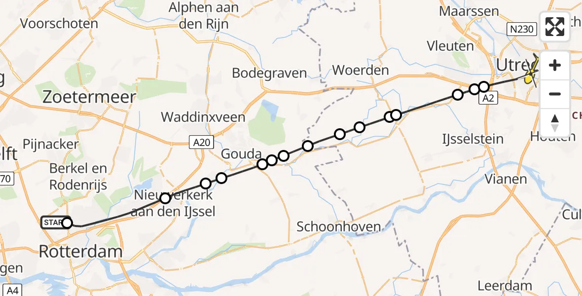 Routekaart van de vlucht: Lifeliner 2 naar Utrecht, Rotterdam Airportplein