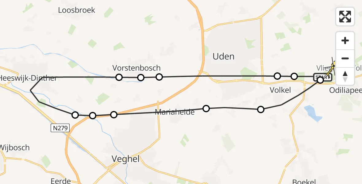 Routekaart van de vlucht: Lifeliner 3 naar Vliegbasis Volkel, Venstraat