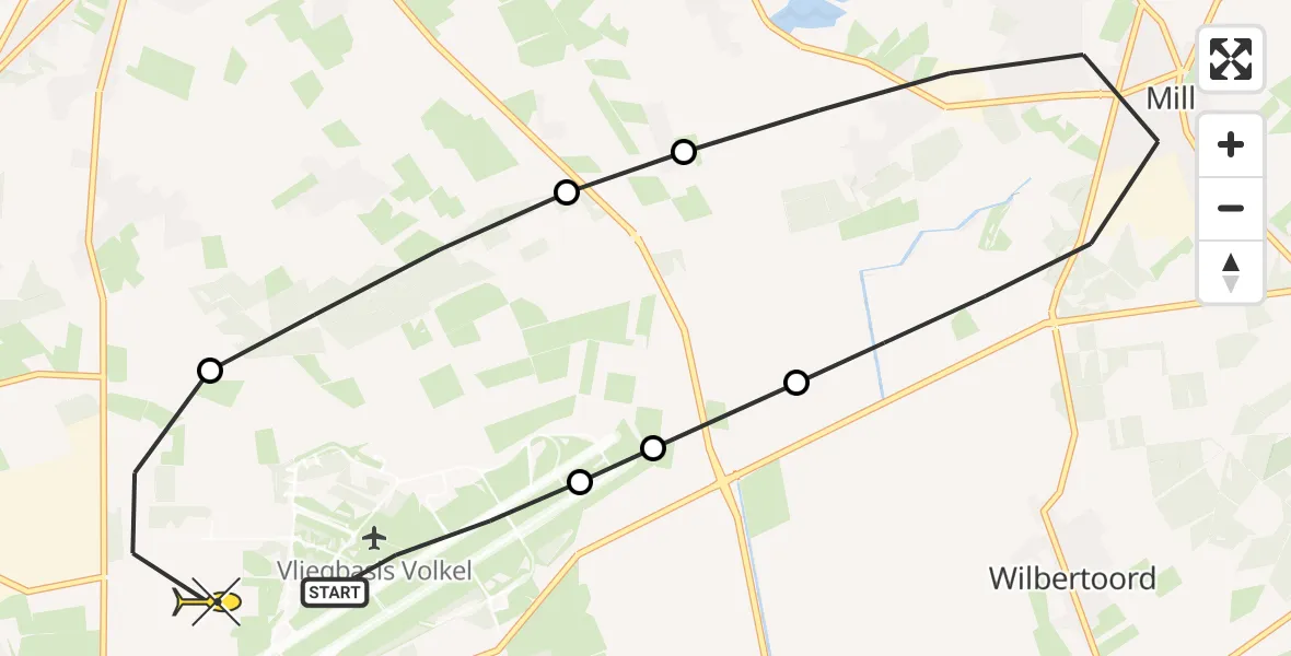 Routekaart van de vlucht: Lifeliner 3 naar Vliegbasis Volkel, Zeelandsedijk