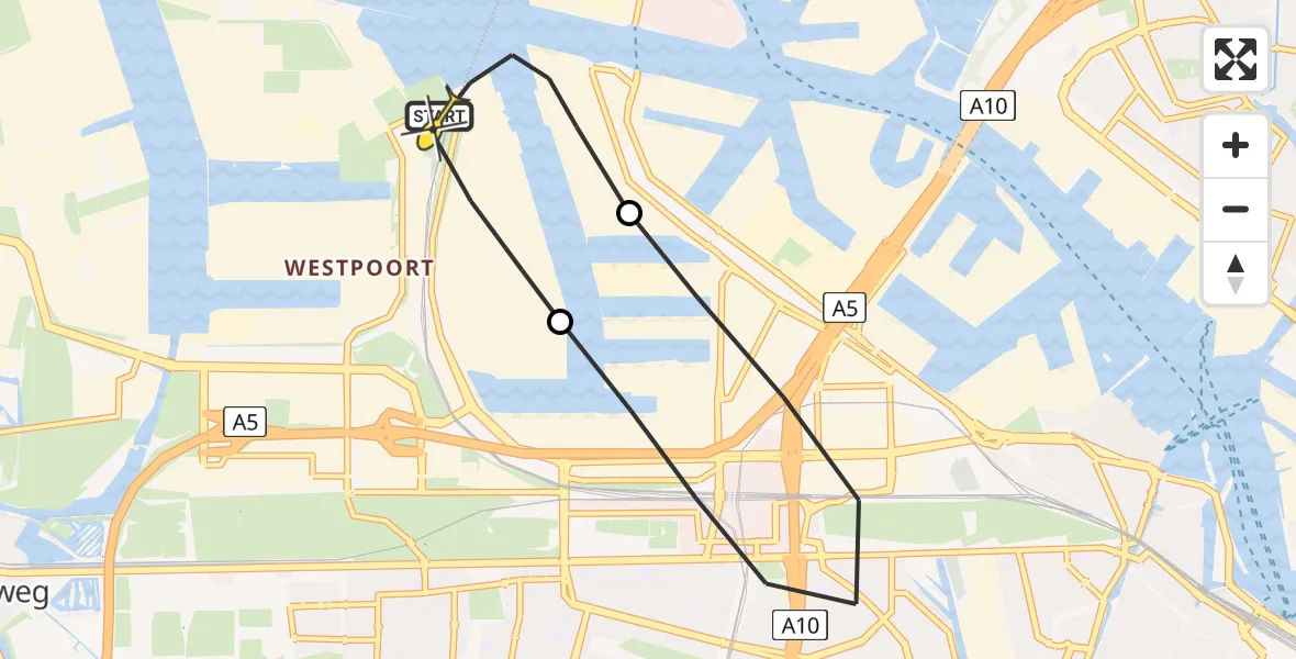 Routekaart van de vlucht: Lifeliner 1 naar Amsterdam Heliport, Barajasweg