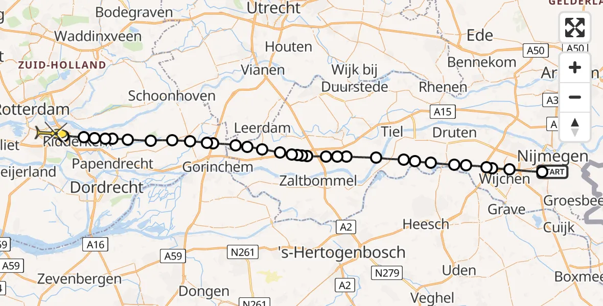 Routekaart van de vlucht: Lifeliner 3 naar Rotterdam, Hofstraat