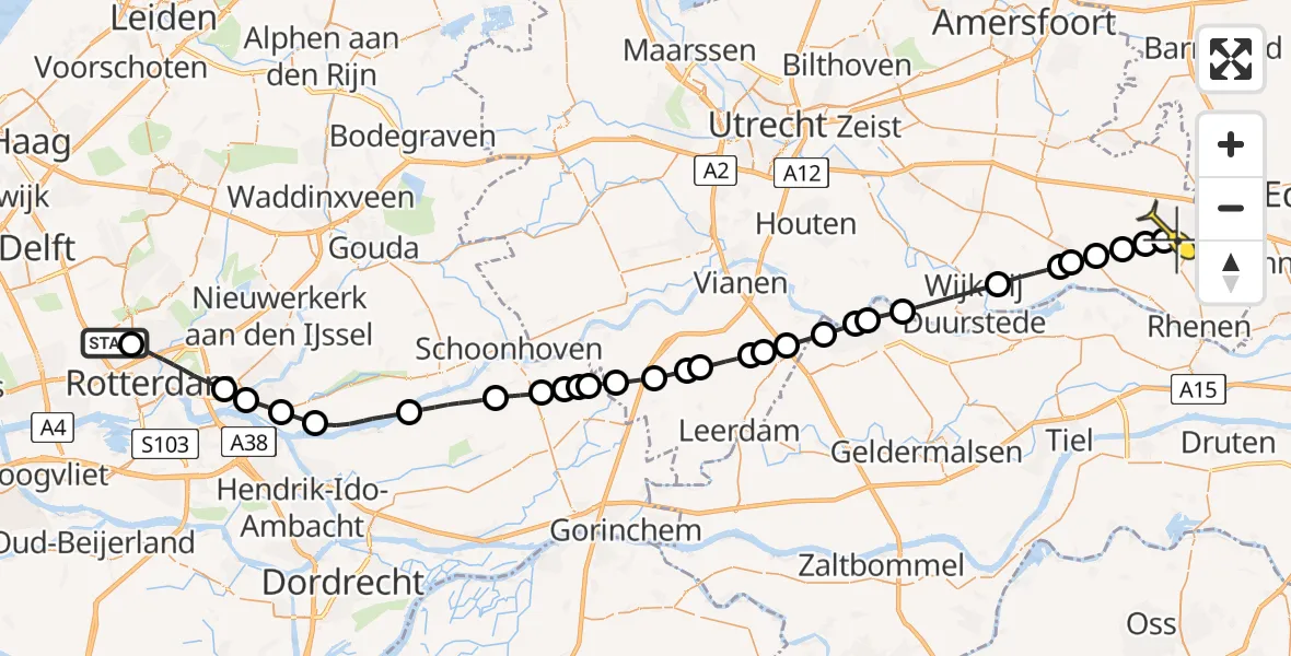 Routekaart van de vlucht: Lifeliner 3 naar Veenendaal, Fornebubaan