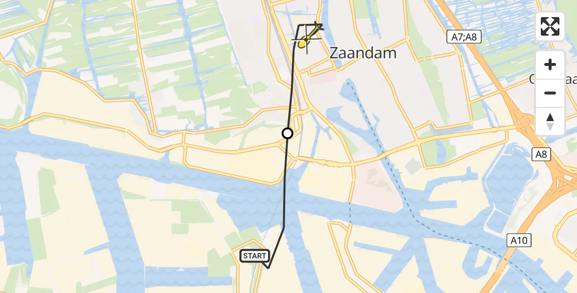 Routekaart van de vlucht: Lifeliner 1 naar Zaandam, Capriweg