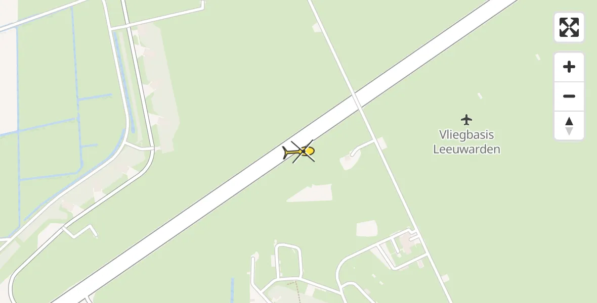 Vluchtroute Ambulancehelikopter van Vliegbasis Leeuwarden naar Vliegbasis Leeuwarden
