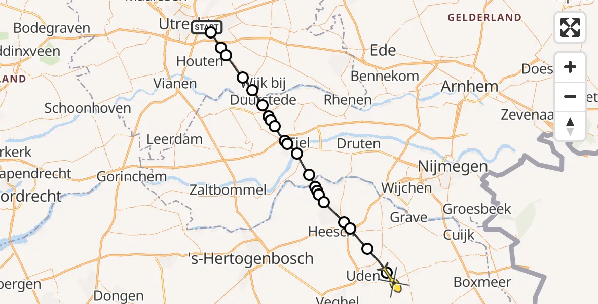 Routekaart van de vlucht: Lifeliner 3 naar Vliegbasis Volkel, Limalaan