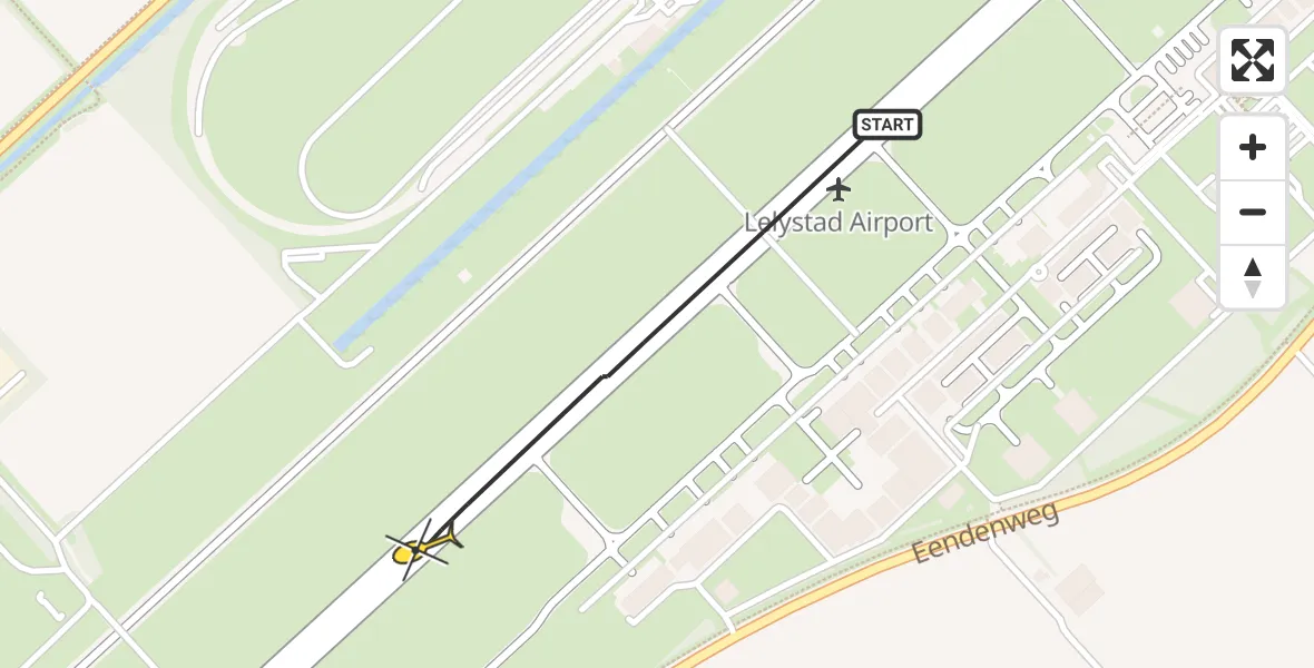 Routekaart van de vlucht: Politieheli naar Lelystad Airport, Flamingoweg