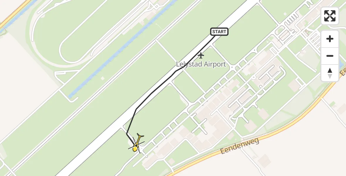 Routekaart van de vlucht: Politieheli naar Lelystad Airport, Flamingoweg