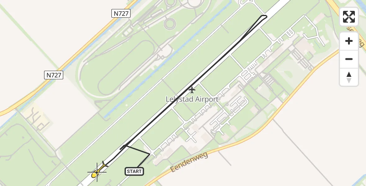 Routekaart van de vlucht: Politiehelikopter naar Lelystad Airport, Emoeweg