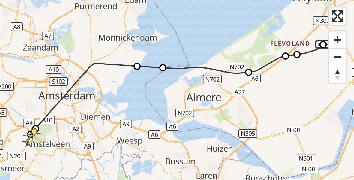 Routekaart van de vlucht: Politieheli naar Schiphol, Eendenweg