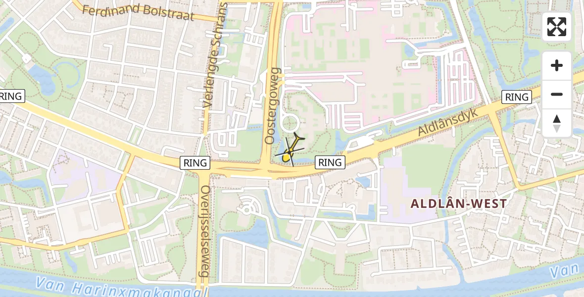 Vluchtroute Ambulancehelikopter van Leeuwarden naar Leeuwarden