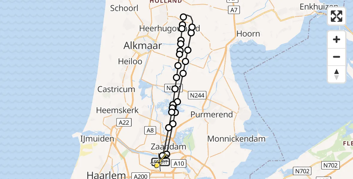 Routekaart van de vlucht: Lifeliner 1 naar Amsterdam Heliport, Elbaweg