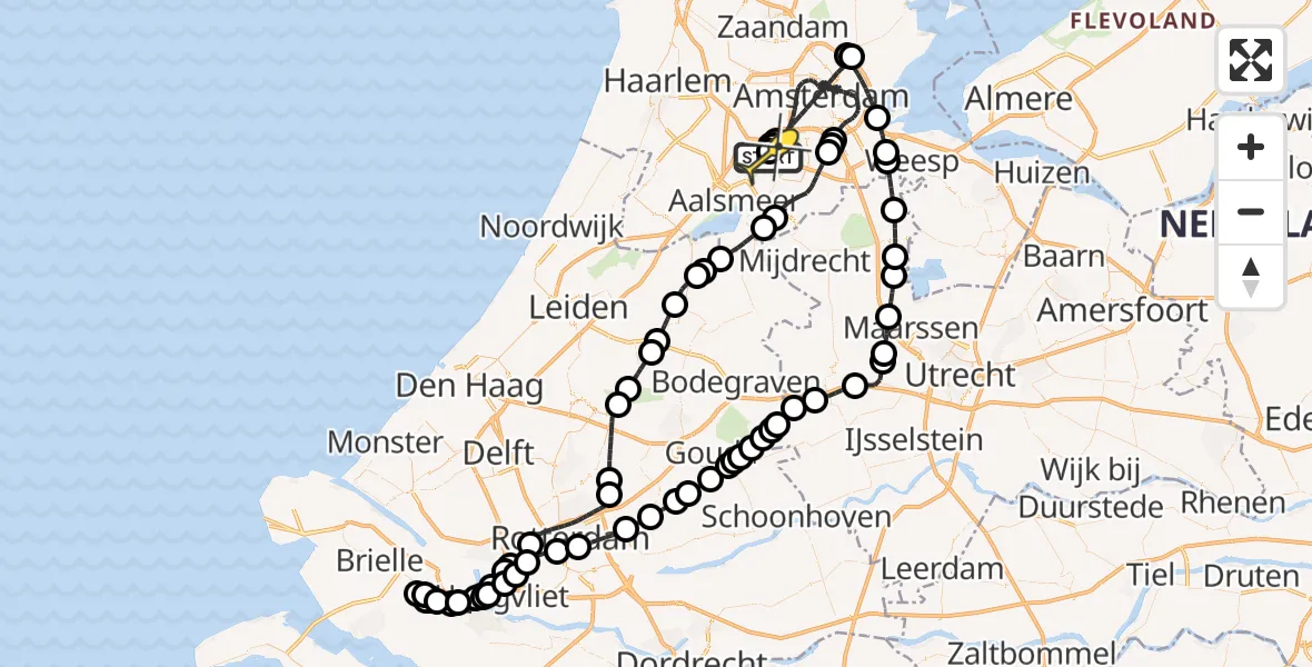 Routekaart van de vlucht: Politieheli naar Schiphol, Schipholweg