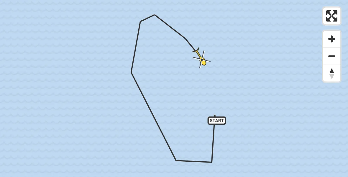 Routekaart van de vlucht: Kustwachthelikopter naar Den Hoorn