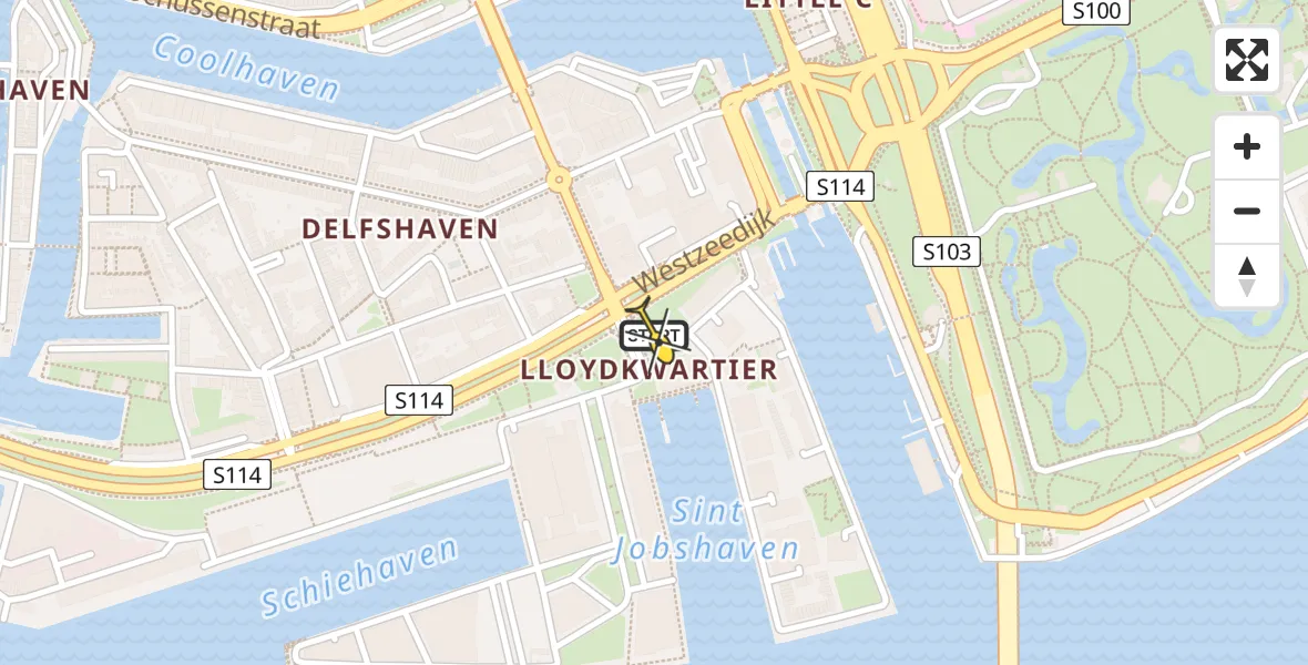 Routekaart van de vlucht: Lifeliner 2 naar Erasmus MC, Pieter de Hoochweg