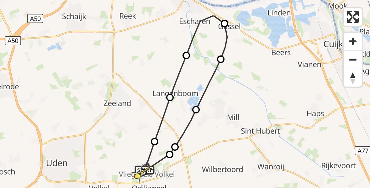 Routekaart van de vlucht: Lifeliner 3 naar Vliegbasis Volkel, Spoorweg