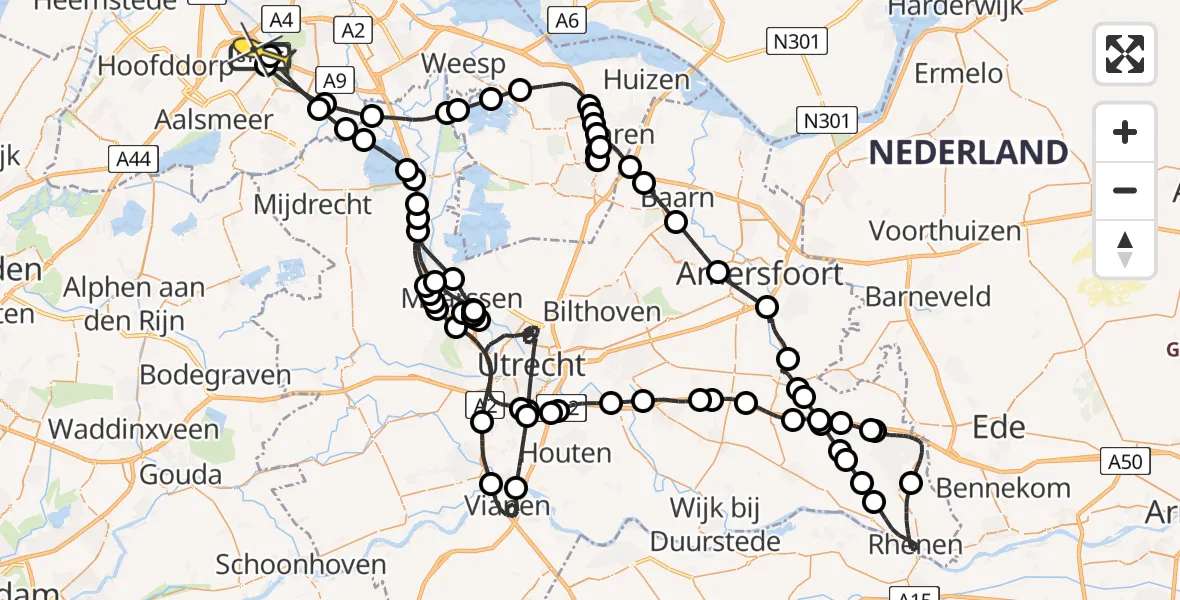 Routekaart van de vlucht: Politieheli naar Schiphol, Westelijke Kanobaan