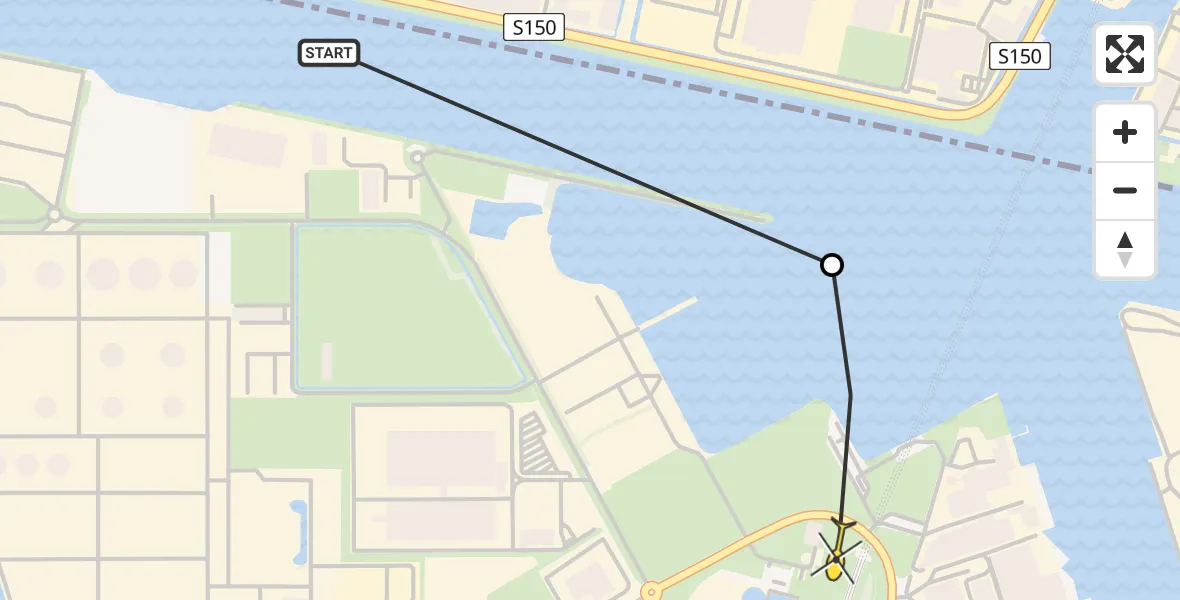 Routekaart van de vlucht: Lifeliner 1 naar Amsterdam Heliport, Capriweg