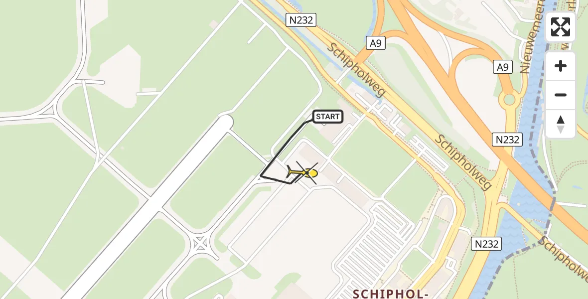 Vluchtroute Politiehelikopter van Schiphol naar Schiphol