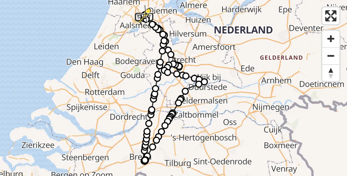 Vluchtroute Politiehelikopter van Schiphol naar Schiphol