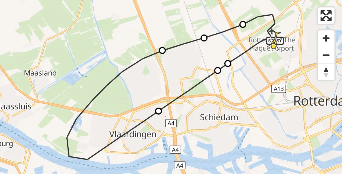 Routekaart van de vlucht: Lifeliner 2 naar Rotterdam The Hague Airport, Zaventembaan