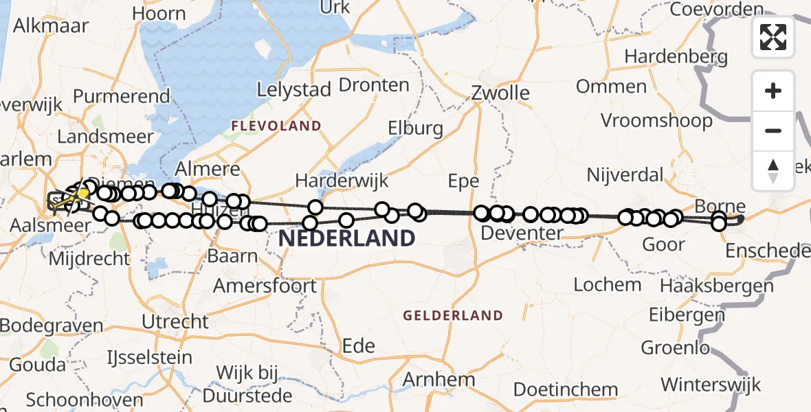 Vluchtroute Politiehelikopter van Schiphol naar Schiphol