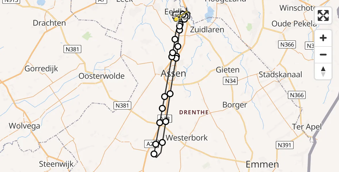 Routekaart van de vlucht: Lifeliner 4 naar Groningen Airport Eelde, Breukenweg