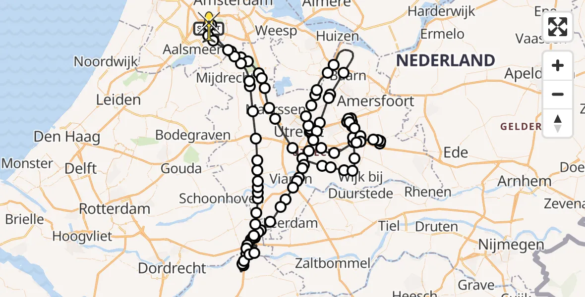 Vluchtroute Politiehelikopter van Schiphol naar Schiphol