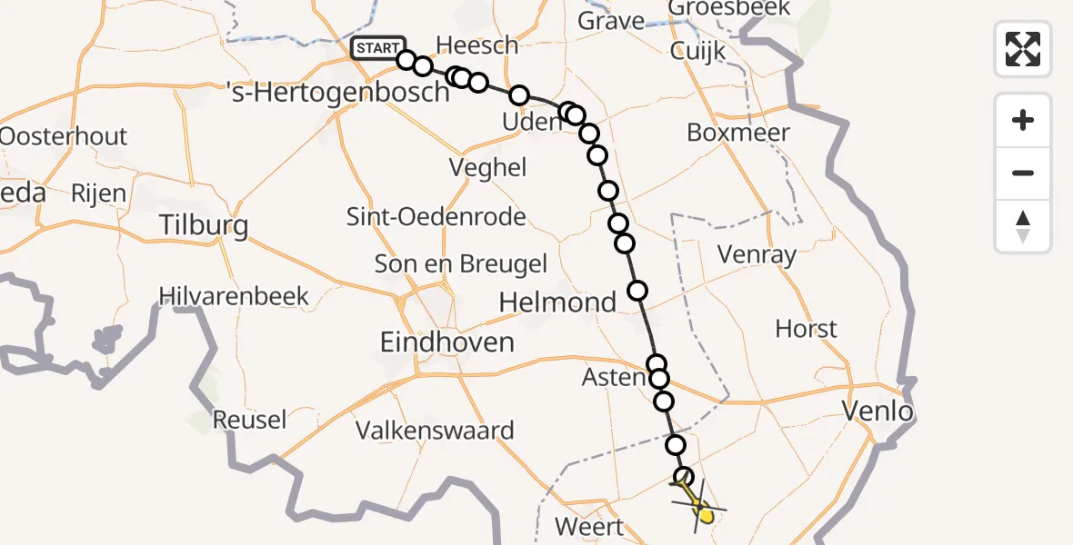 Routekaart van de vlucht: Lifeliner 3 naar Heythuysen, Kruisstraat