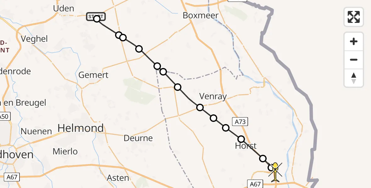 Routekaart van de vlucht: Lifeliner 3 naar Venlo, Jeanny van Kuppeveltpad