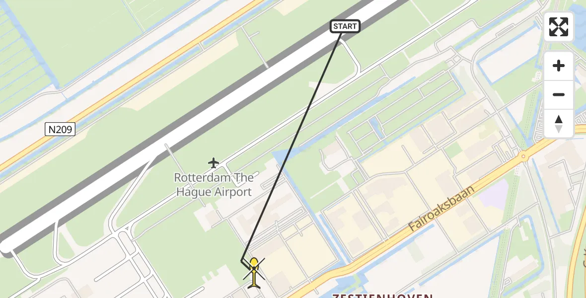 Routekaart van de vlucht: Lifeliner 2 naar Rotterdam The Hague Airport, Brandenburgbaan