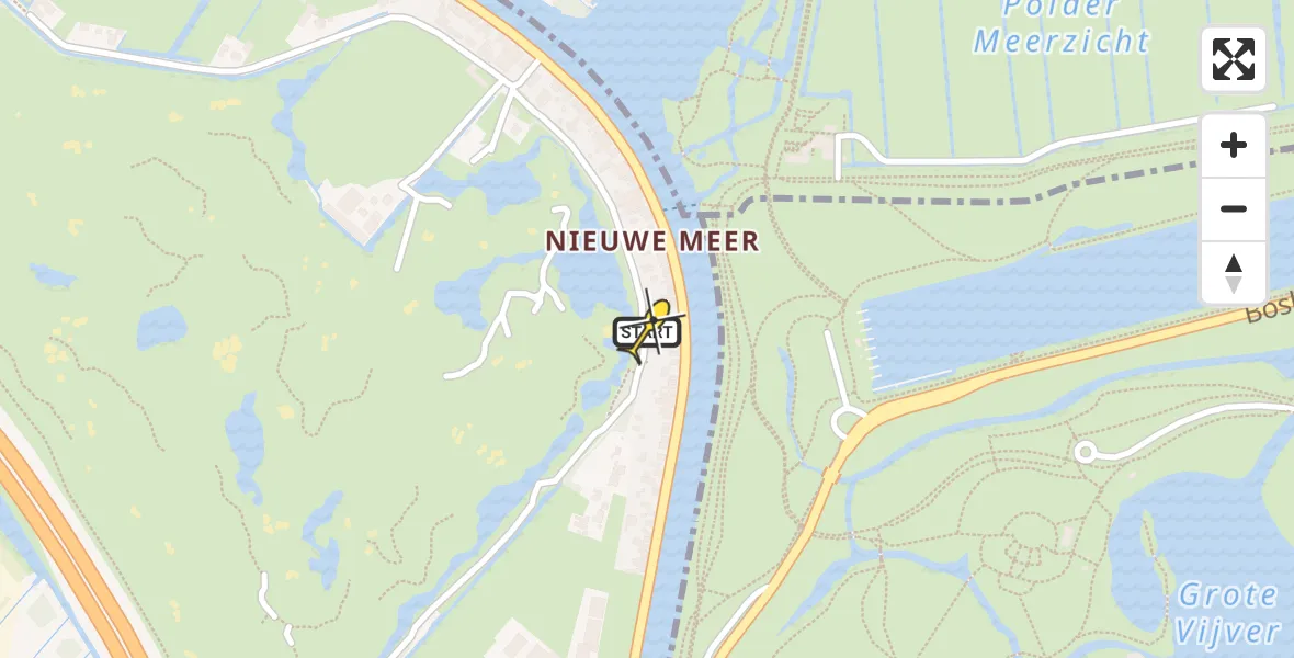 Routekaart van de vlucht: Politieheli naar Badhoevedorp, Nieuwemeerdijk